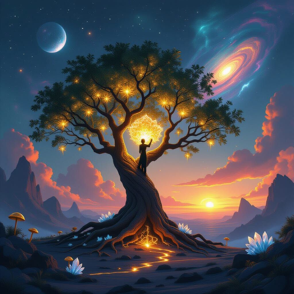 Ancient Bioluminescent Tree on Alien Planet