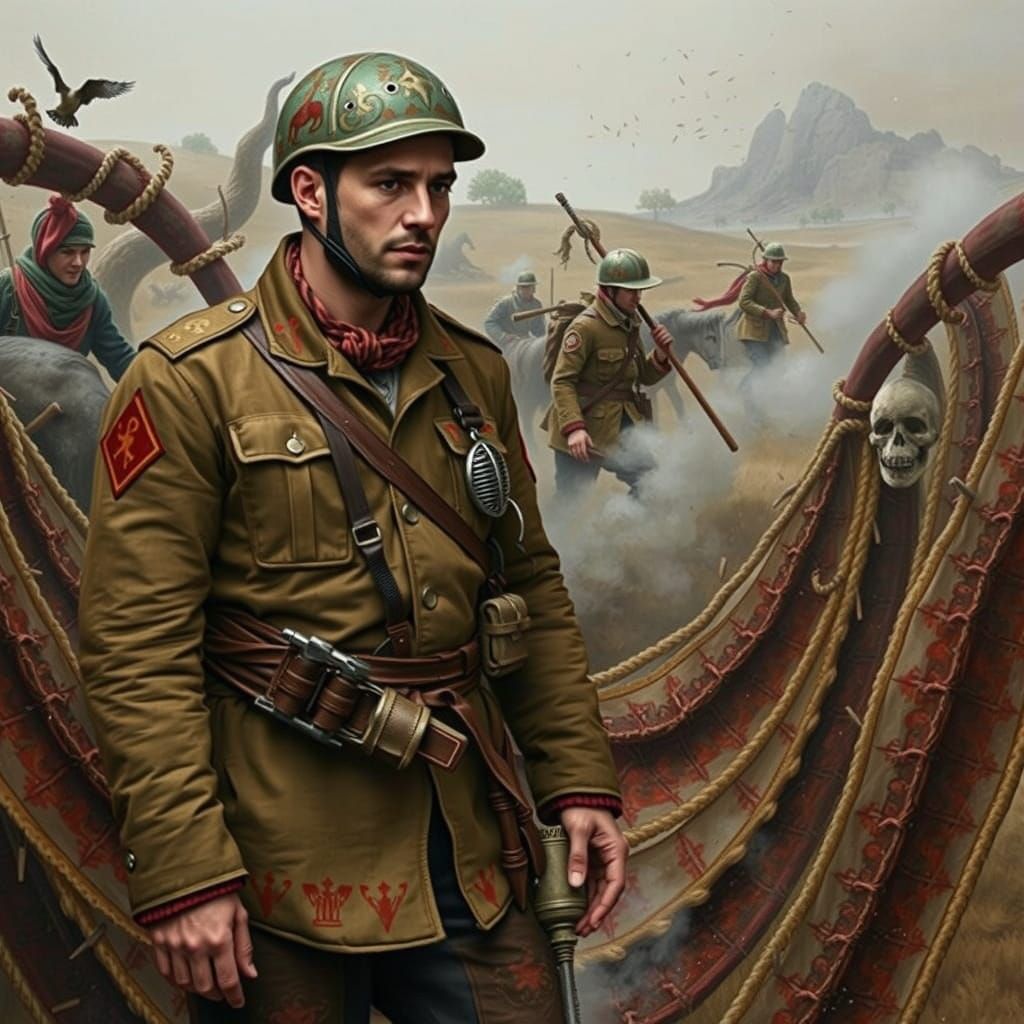 Vibrant Red Abstract Forms Twisting and Curling