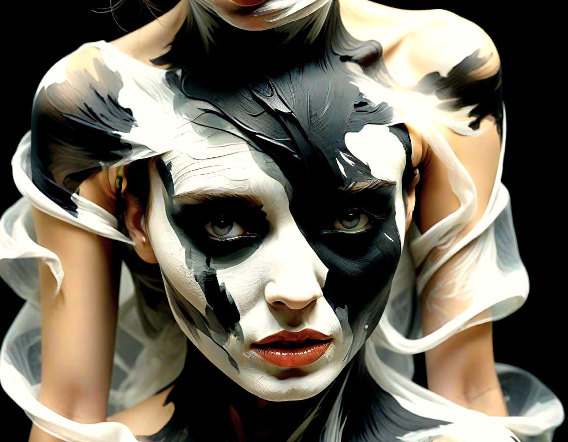 A Woman Enshrouded in a Gauzy Film, in the Style of Adrian G...
