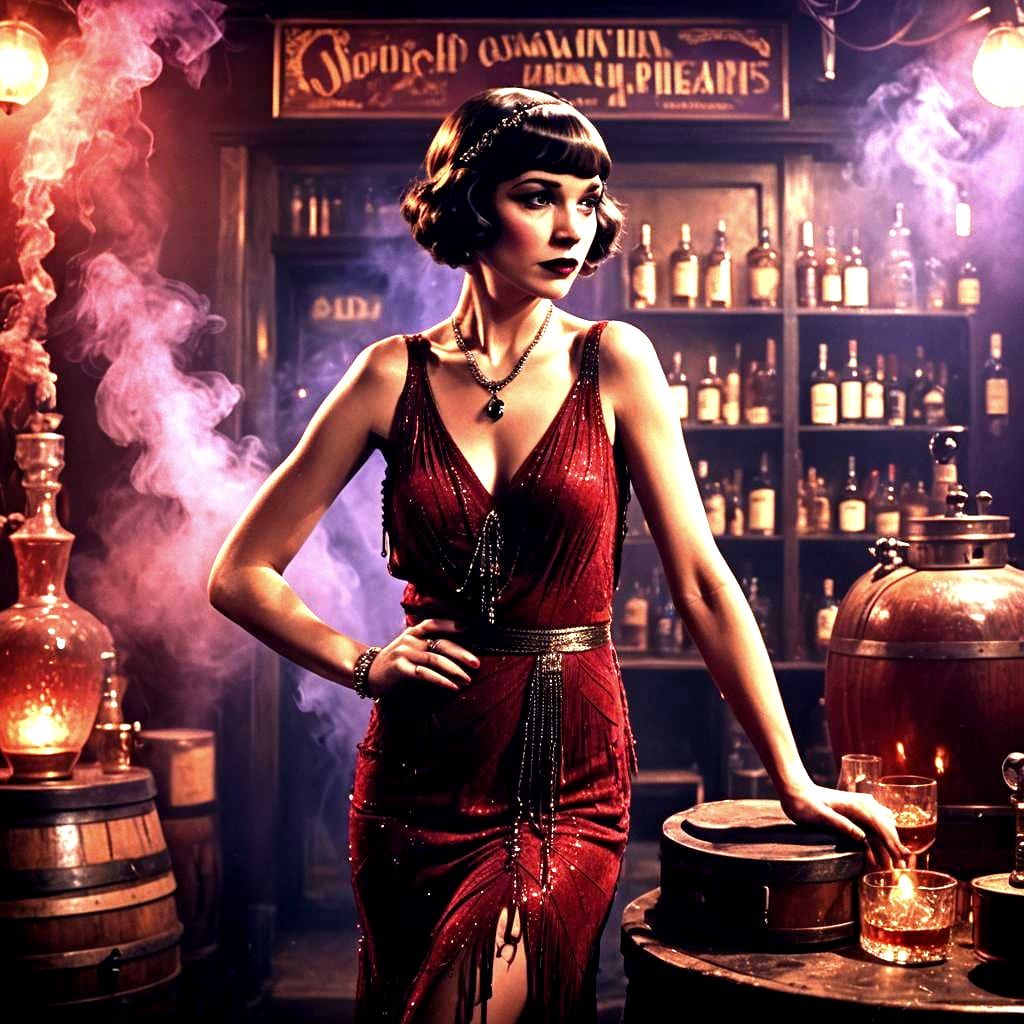 Prohibition Era Night Scene with Whisky Still