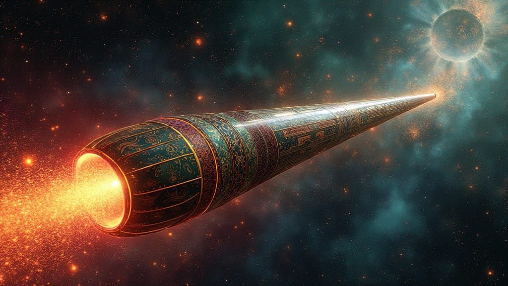 Klimt-Inspired Sci-Fi Spaceship in Star-Formation Vortex