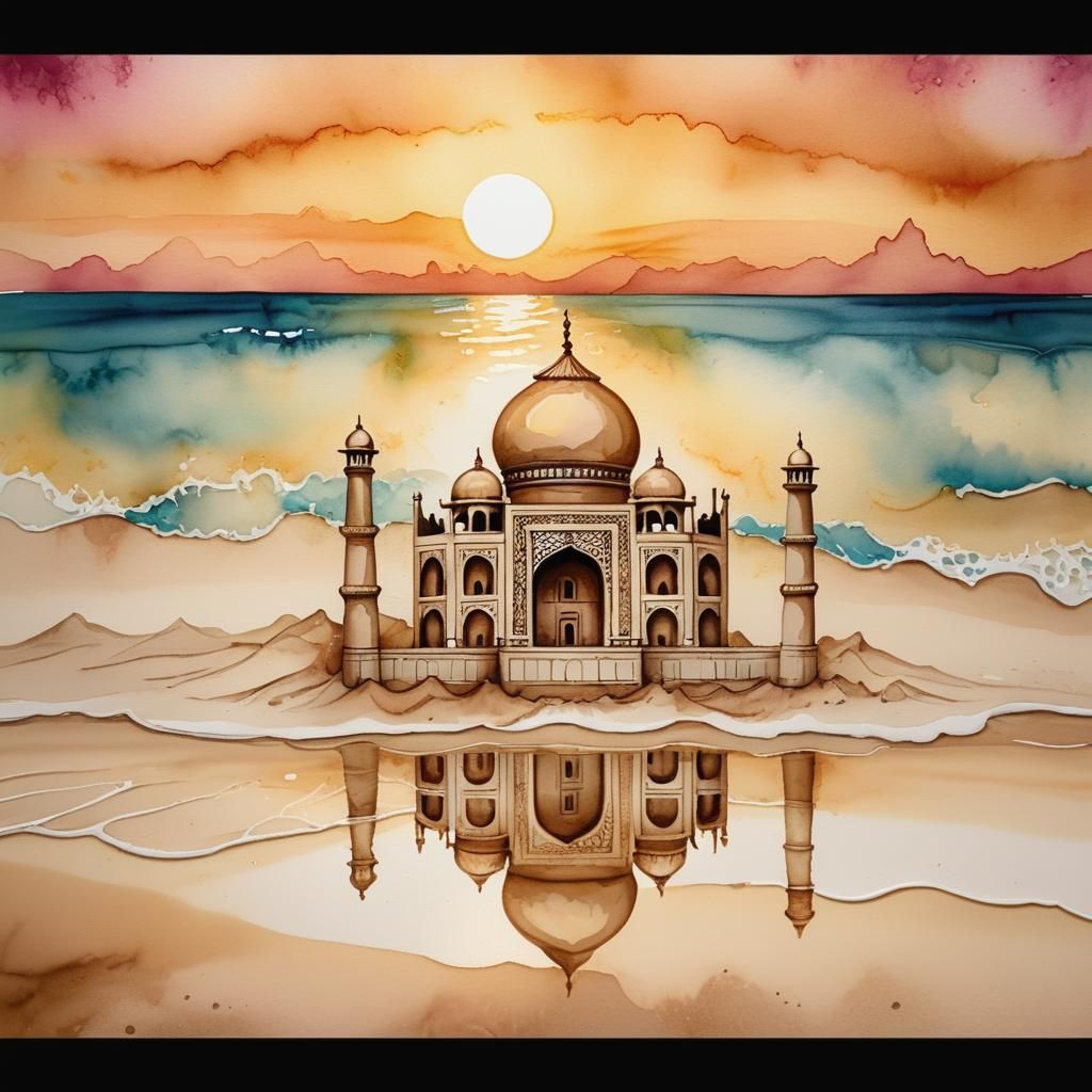 Sand castle: Taj Mahal