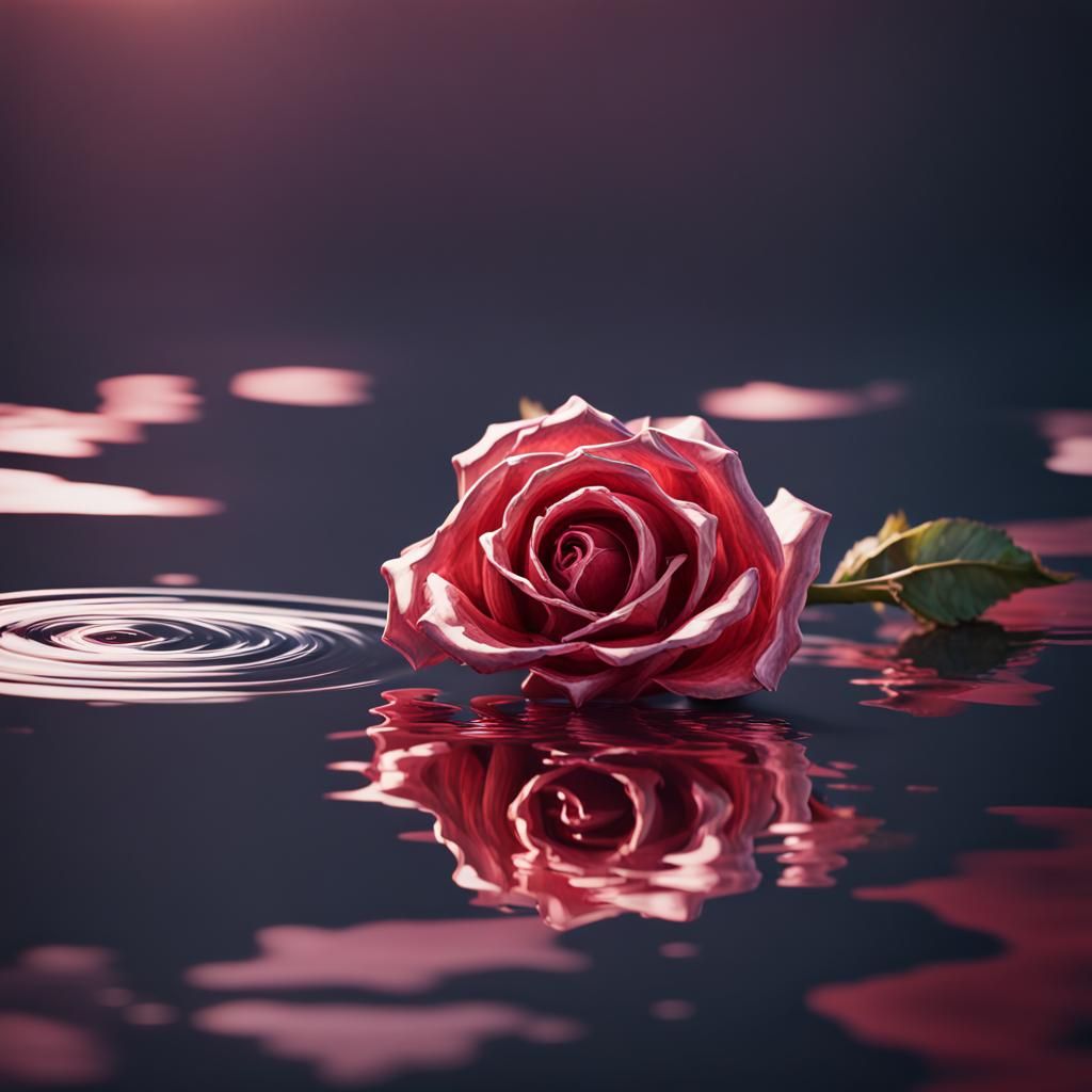 Realistic 3D Voxel Art of a Rose