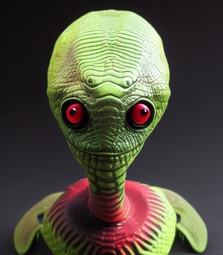 Reptiloid Alien with Red and Black Scales