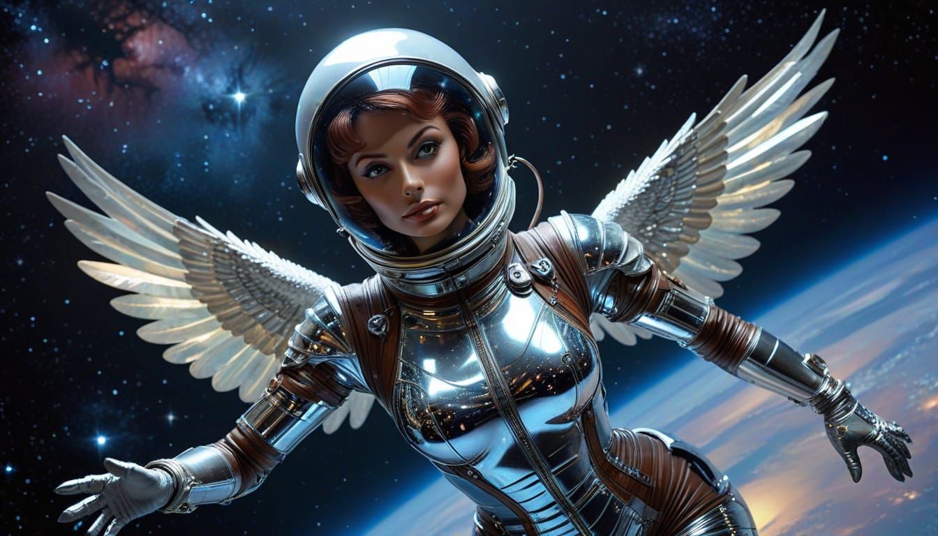 Retro Sci-Fi Space Angel in Vargas Style