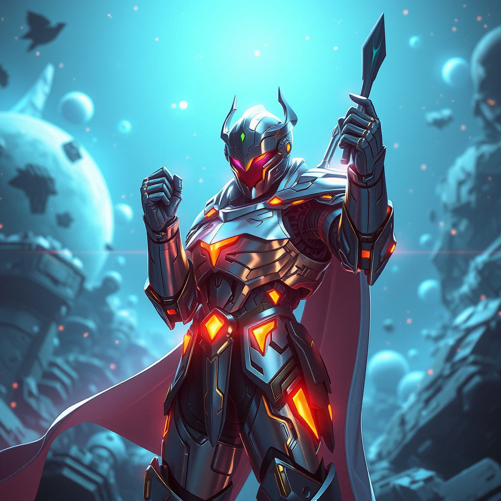 Futuristic Space Knight in 3D Anime Art