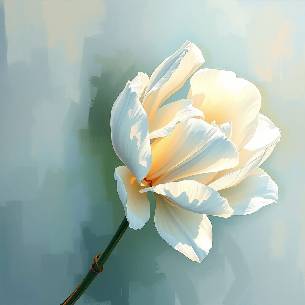 Ethereal White Bloom in Impressionistic Oil Style