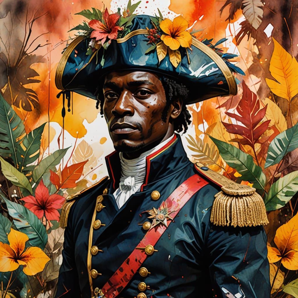 Toussaint Louverture Portrait with Paper Textures