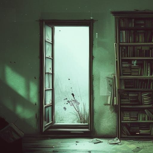 Spooky Deserted Entryway with Christmas Decorations