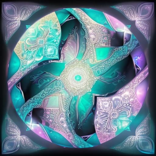 Intricate Spirographic Lace with Gemstones and Gold Trim