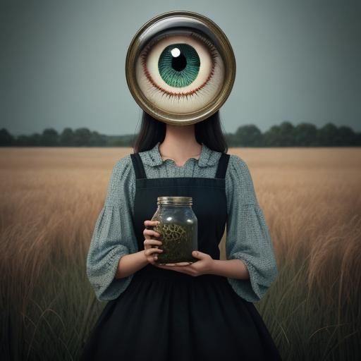 Girl with Eyeballs in Jar: Surreal Photography