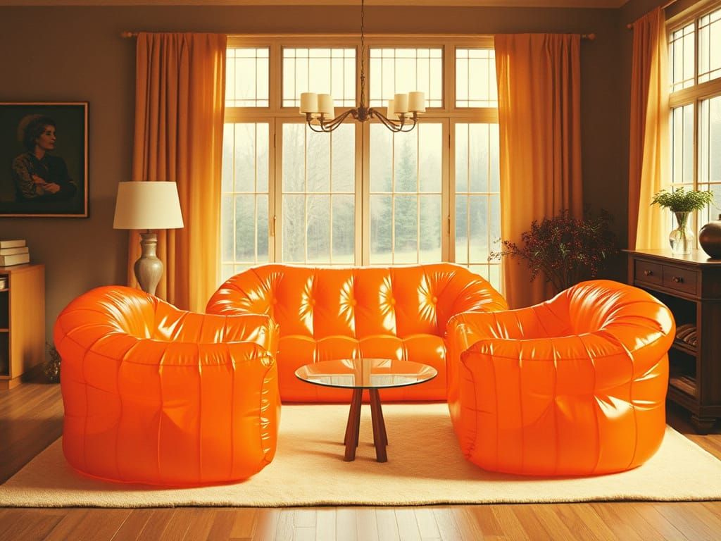 Retro-Inspired Inflatable Furniture in Burnt Orange