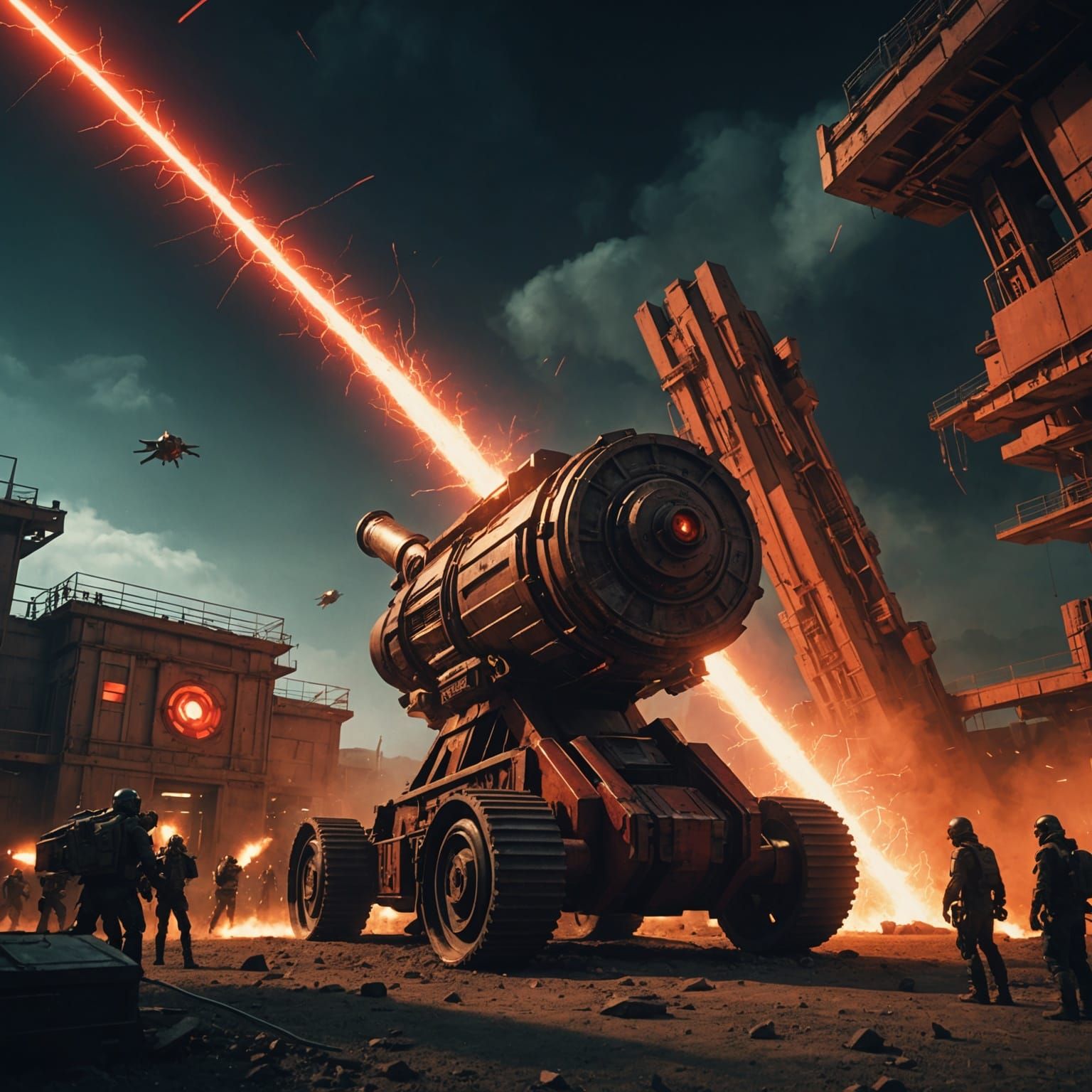 Epic Laser Cannon Targets Mantis City Spaceport