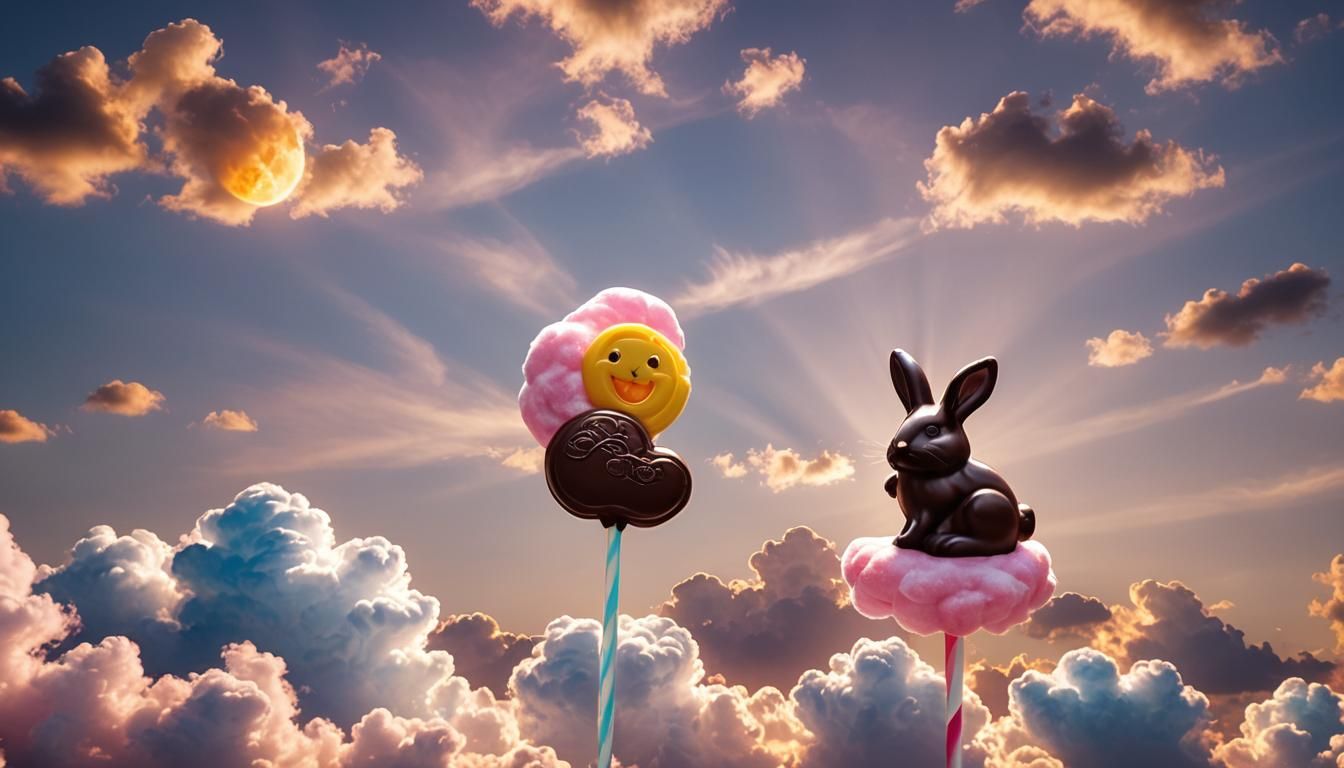Chocolate Bunny in a Candy Cloud Dreamscape
