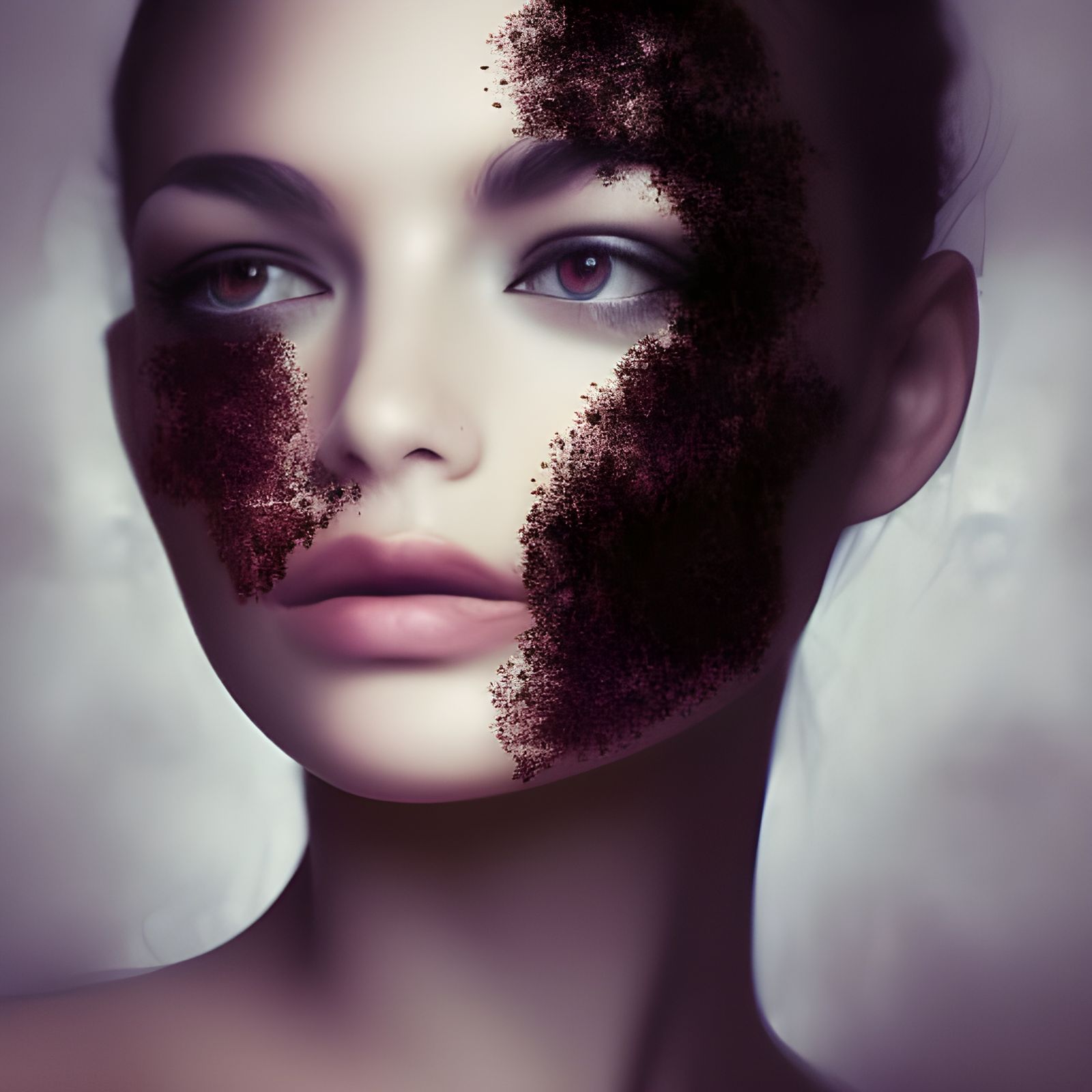 Haunting Portrait of Woman with Glowing Embers