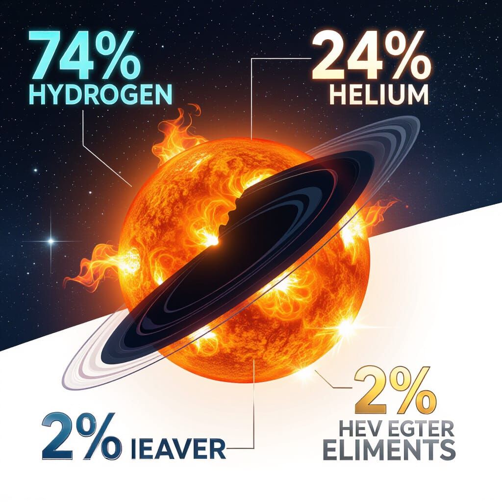 Sun's Fiery Plasma Composition as Modern Infographic