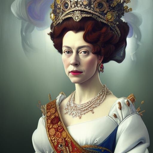 Queen Elizabeth II Portrait in Renaissance Style