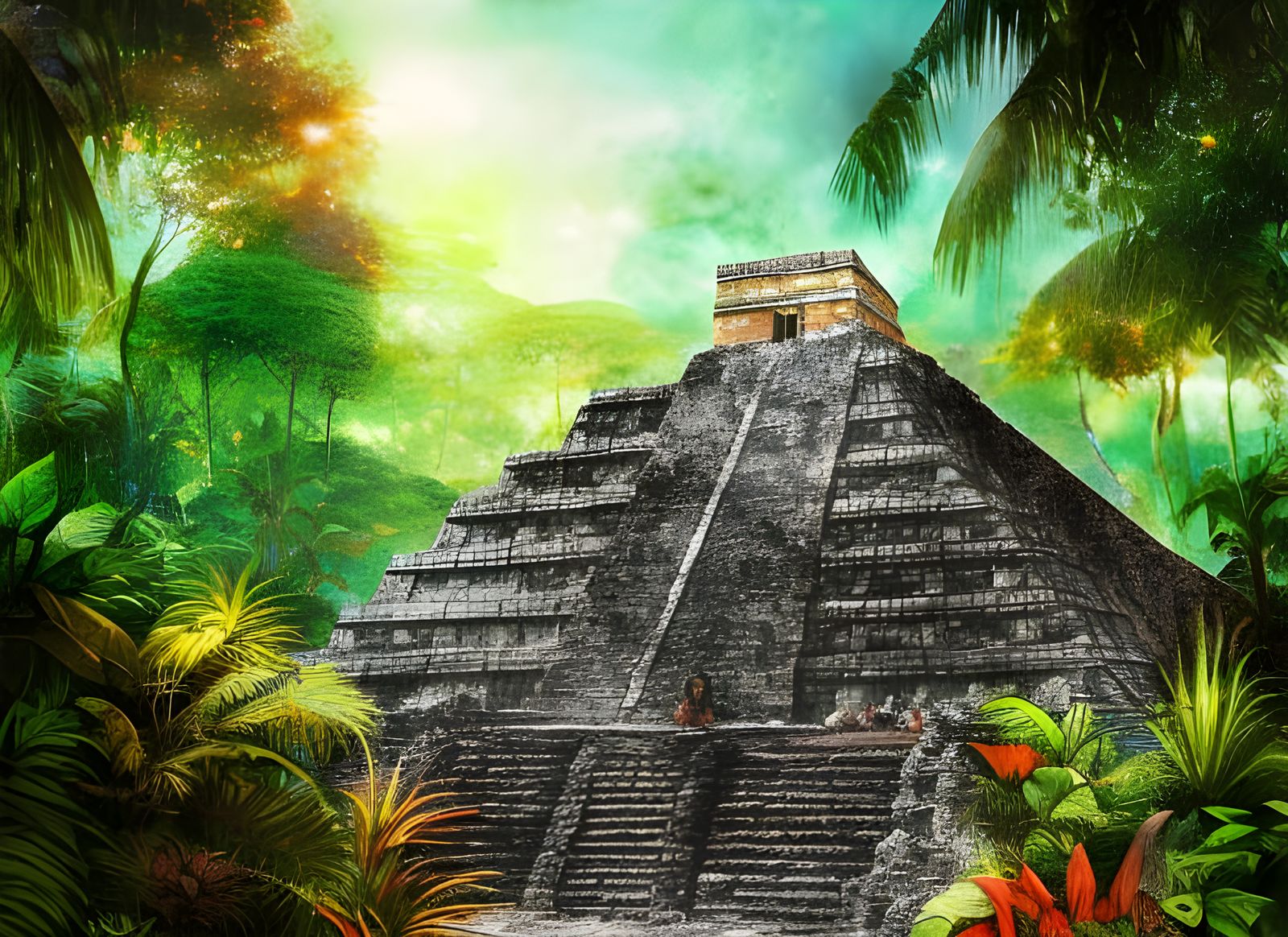 Detailed Mayan Temple in Jungle Concept Art