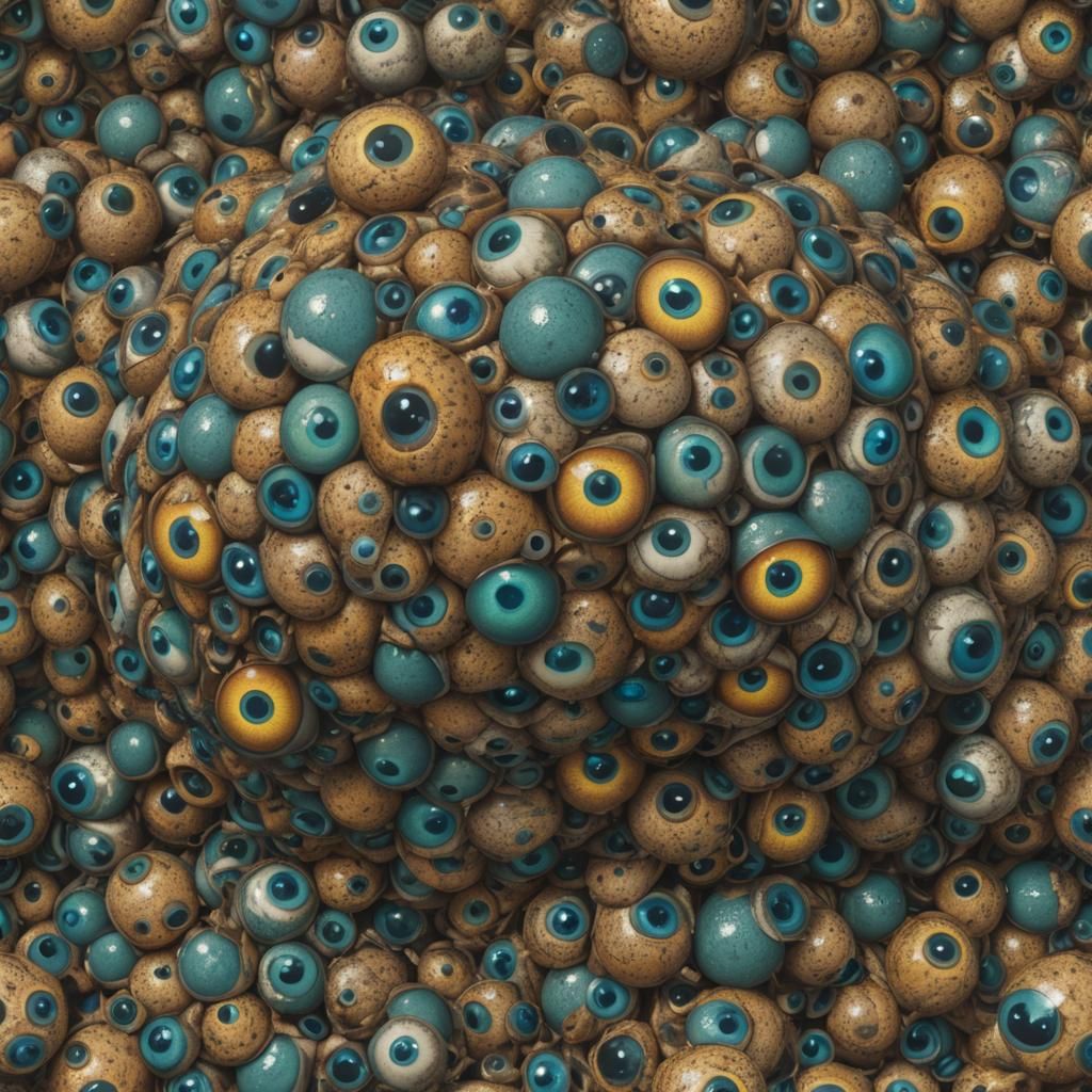 Eye-Covered Sphere in Surrealist Style