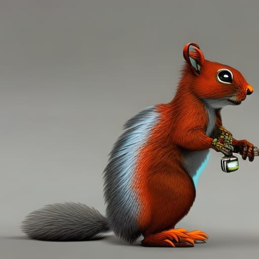 Hyperrealistic Cyborg Squirrel Robot Mutant