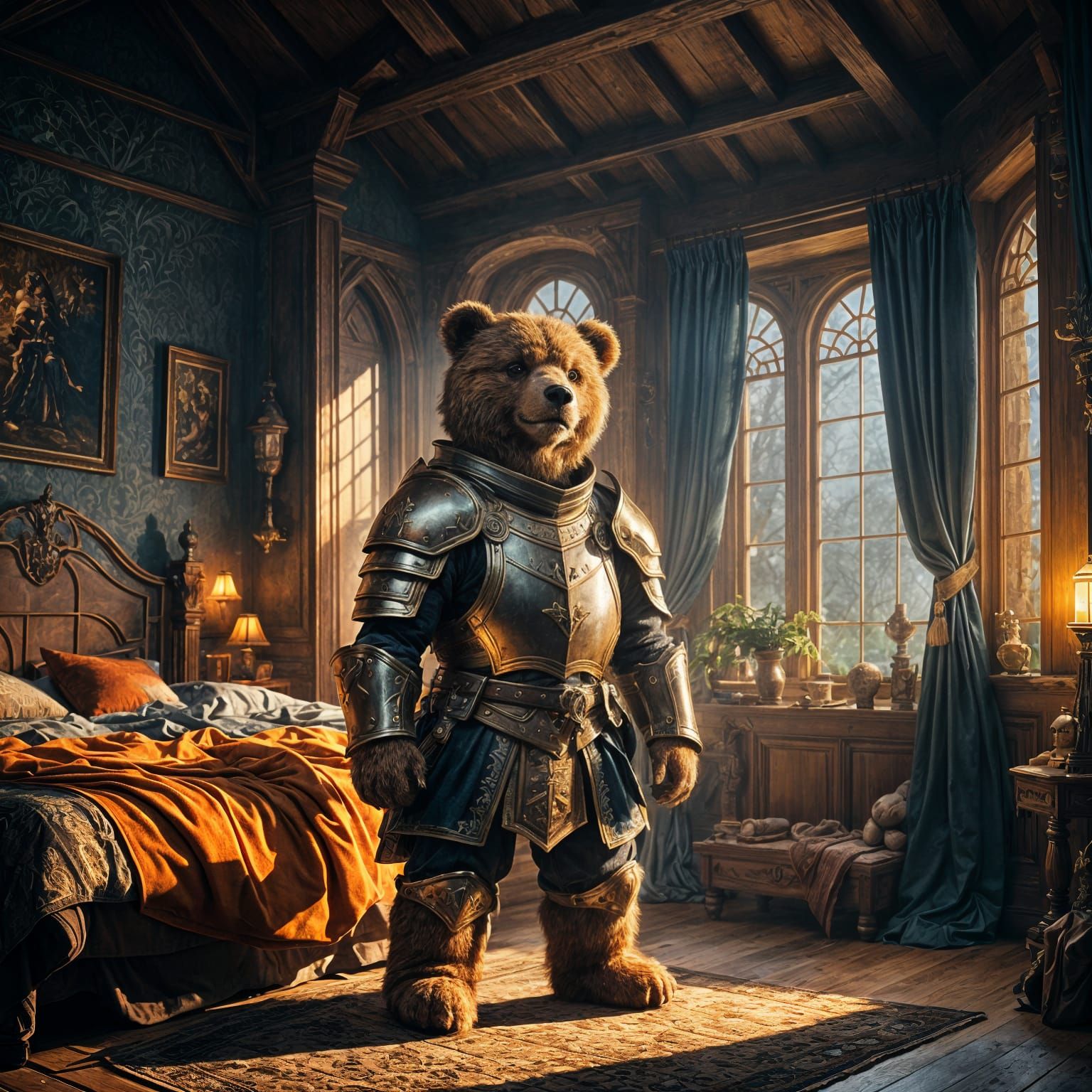 Teddy Bear Knight: Epic Fantasy Digital Painting
