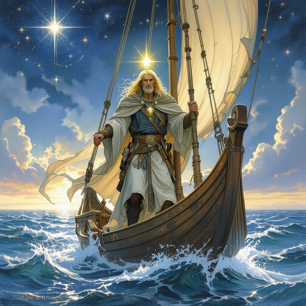 Eärendil Sails with the Silmaril in Celestial Seas
