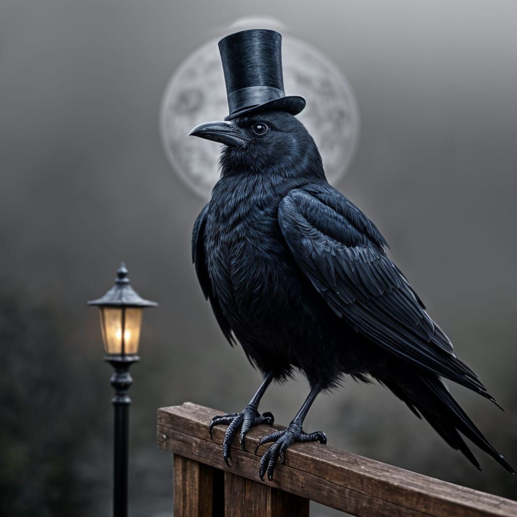 Steampunk Crow in Top Hat