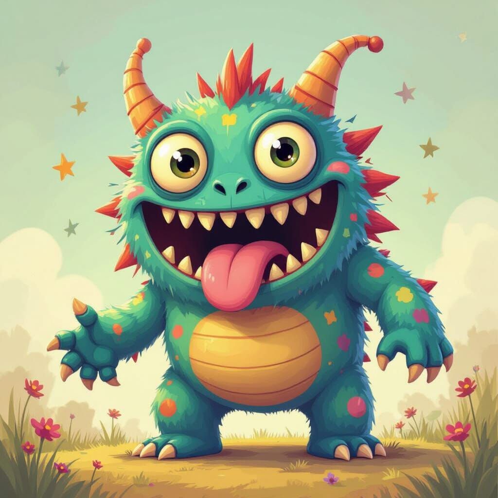 Colorful Cartoon Monster Illustration for Children