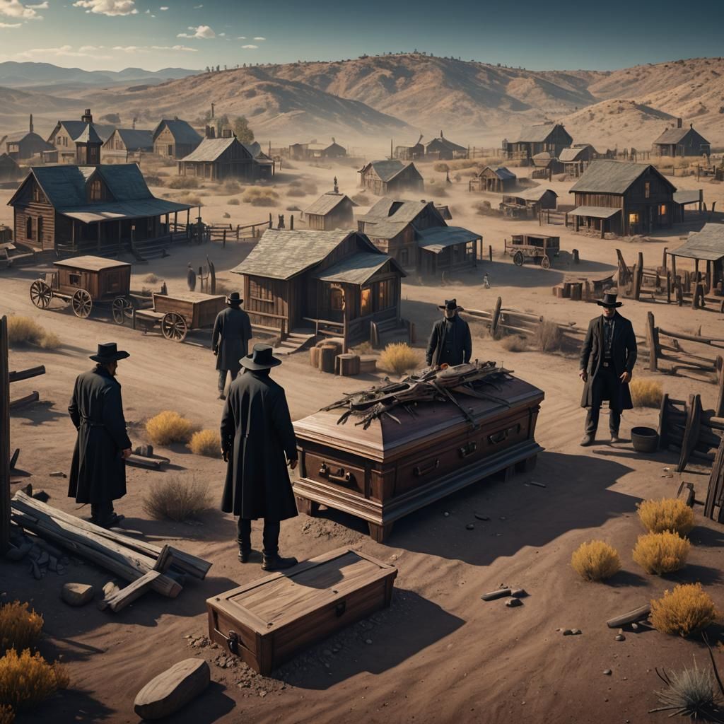 Old West Undertaker and Friends in Boot Hill