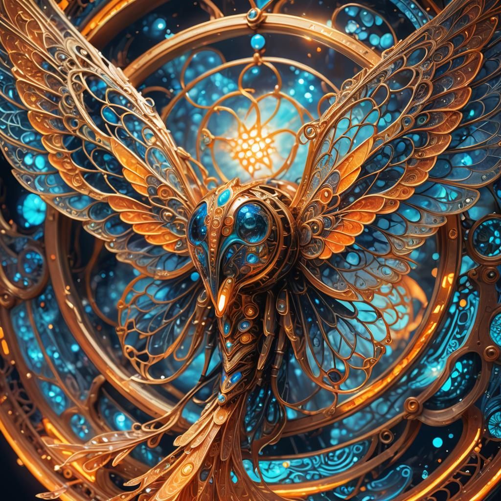 Majestic Ophanim in Mystical Realm: Digital Illustration