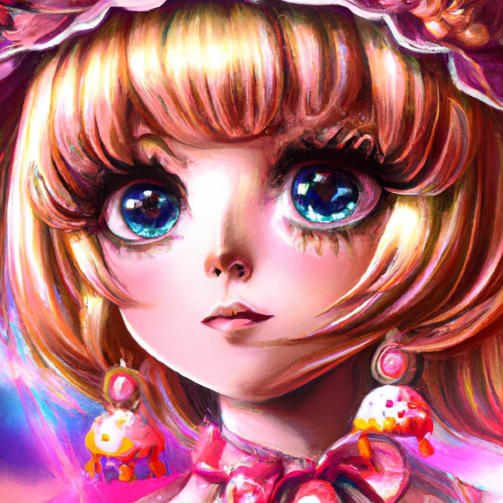 Anime Barbie Doll Portrait in Kawaii Style