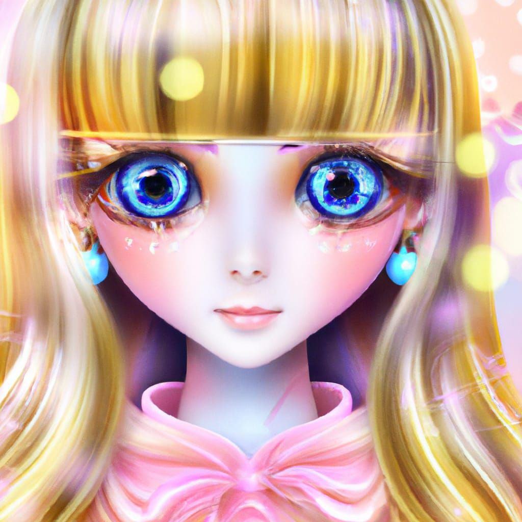 Kawaii Anime Barbie Doll Portrait in 8K