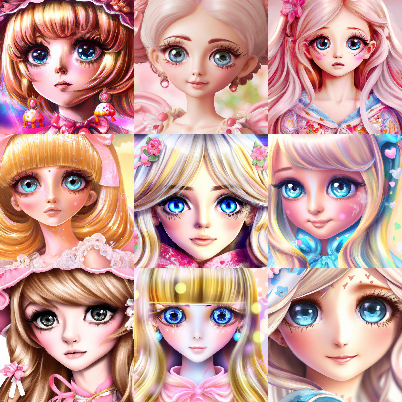 Anime Barbie Doll Portrait in Kawaii Style