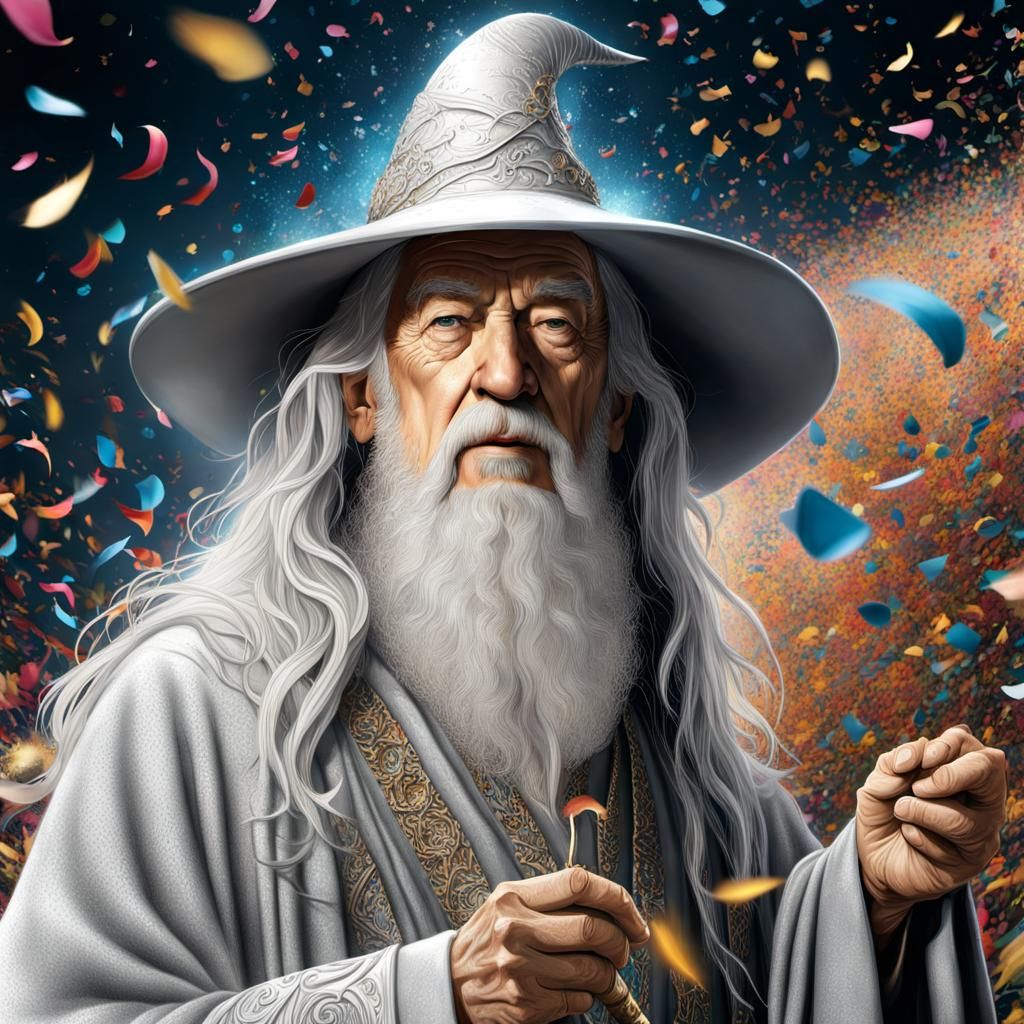Gandalf celebrates the destruction of the ring