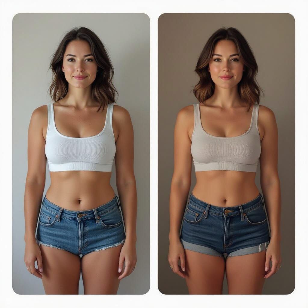 Realistic Before-and-After of Woman in Digital Art Style