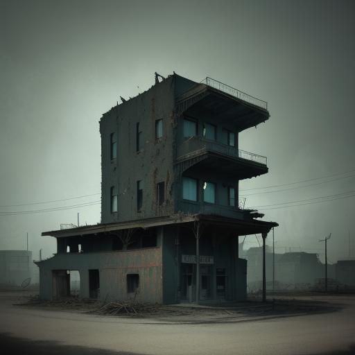 Surreal Western Town with Modern Motel in Retro Style