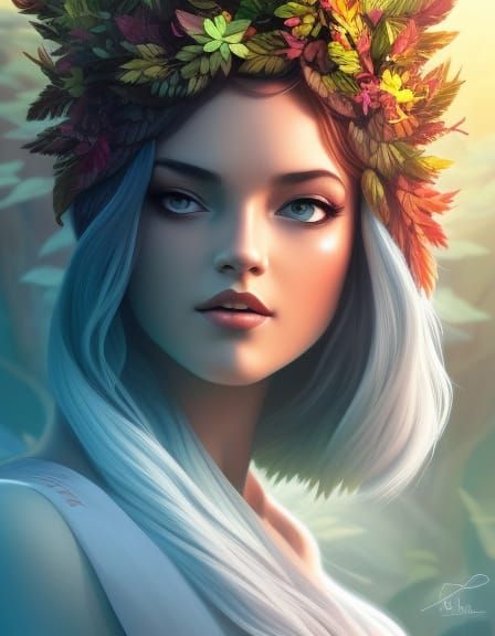 Female Druid Portrait in Vector Art Style