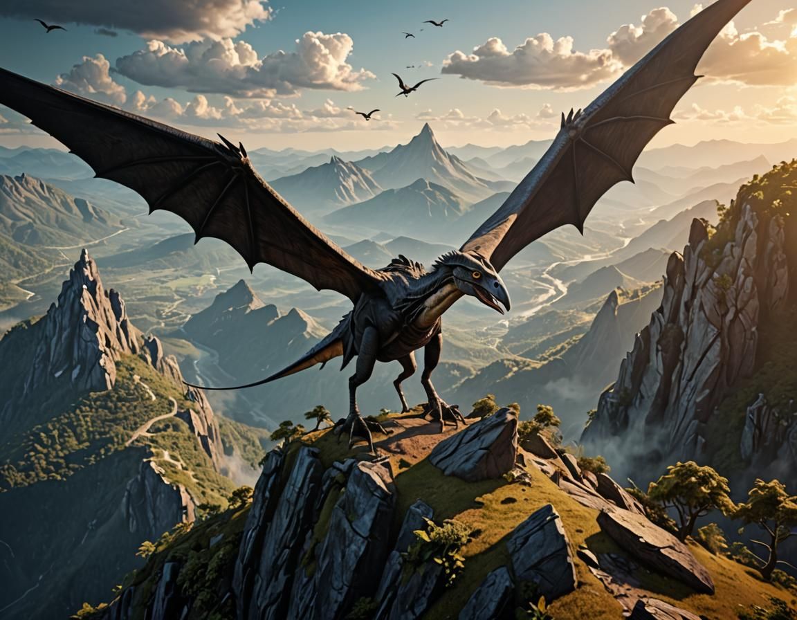 Gigantic Pterodactyl Leaving Nest: 8K Concept Art