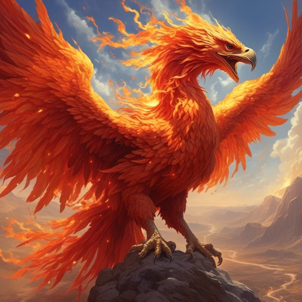 Majestic Phoenix Rising in Realistic Digital Art
