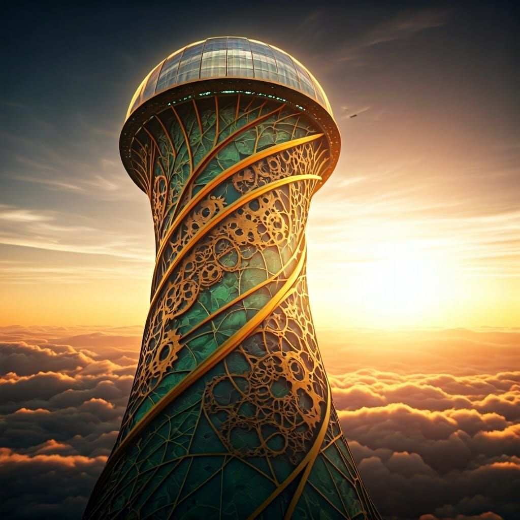 Surreal Solarpunk Masterpiece in Cyberpunk Aesthetic