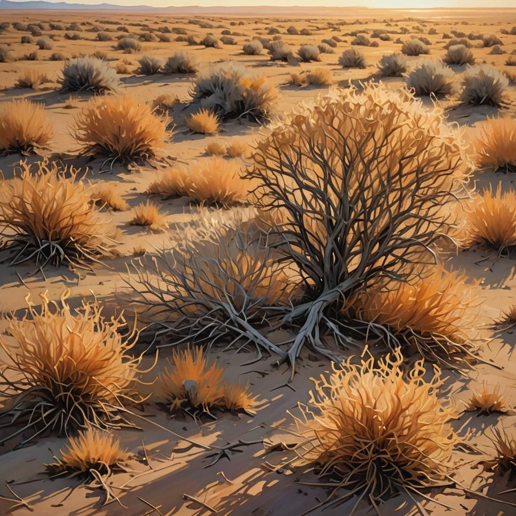 Tumbleweed on the Prairie: An Impressionistic Oil Painting