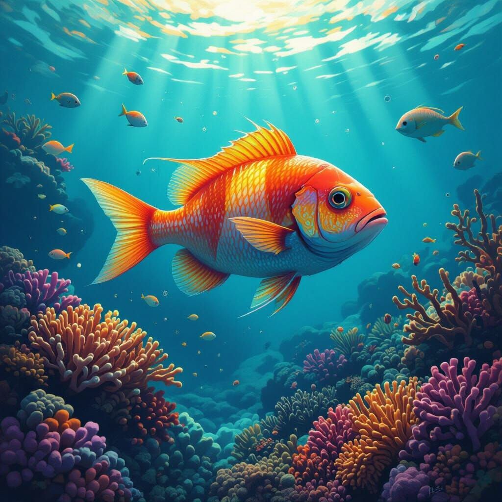 Vibrant Fish in Coral Reef Landscape