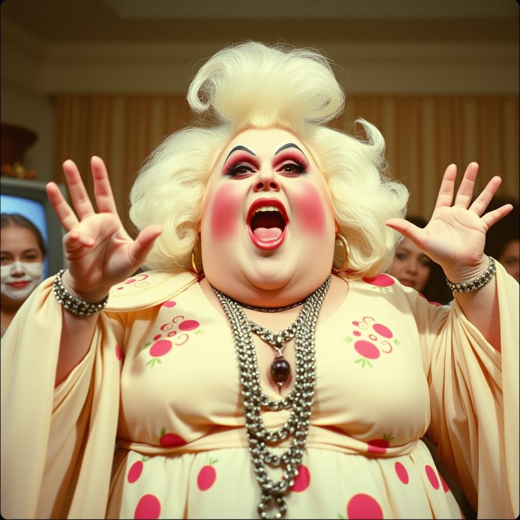 Glittering Drag Queen Boogie Queen in 70s TV Style
