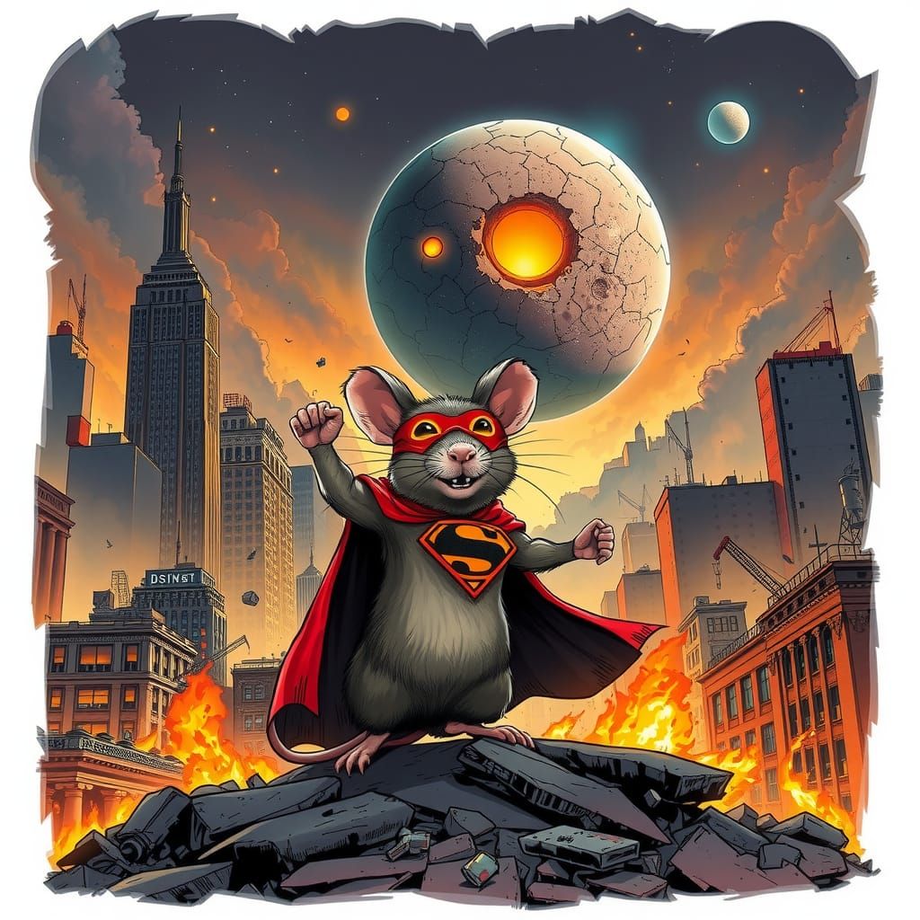 Heroic Rat Saves World in Comic Book Style