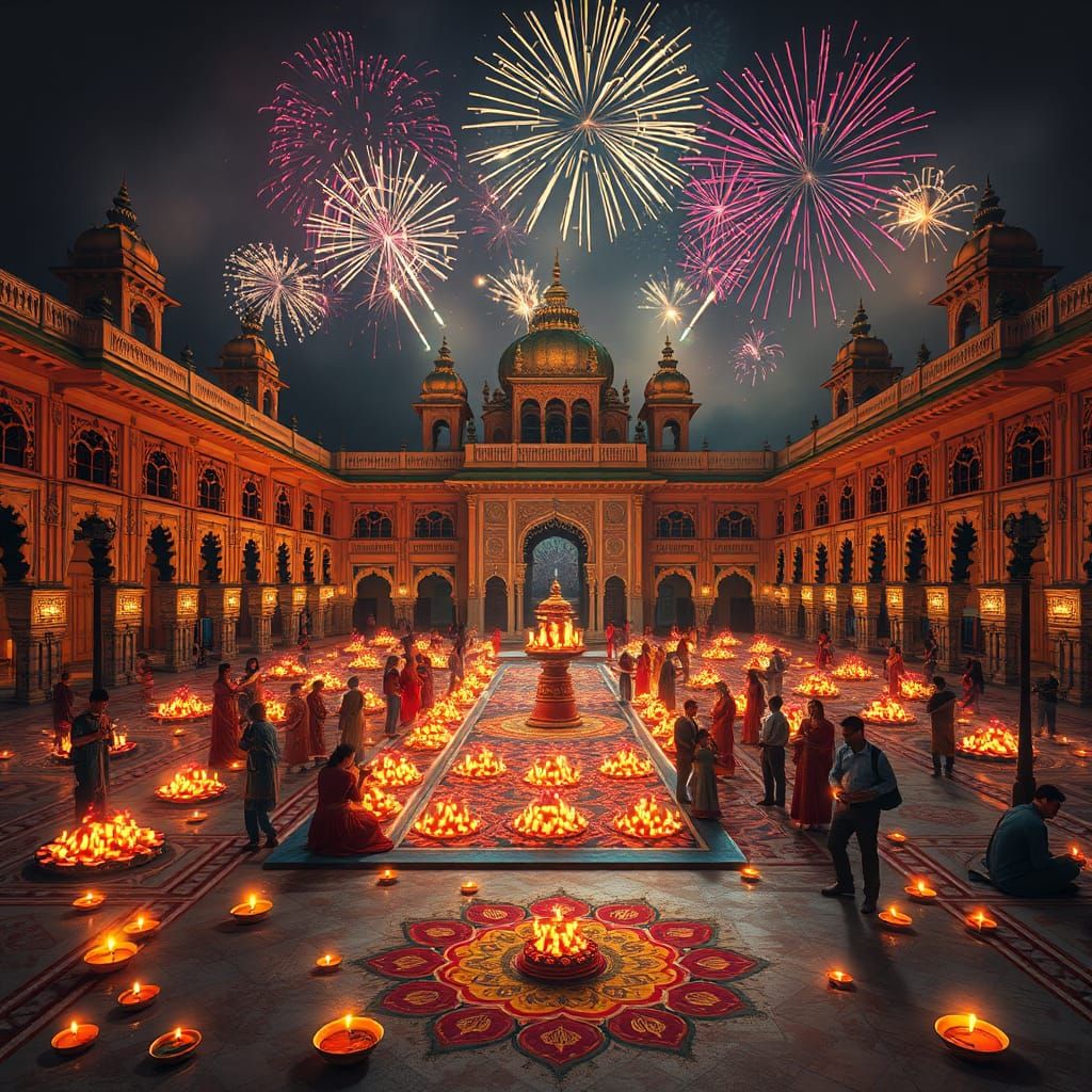 Diwali Celebration: Indian Palace in Digital Matte Painting