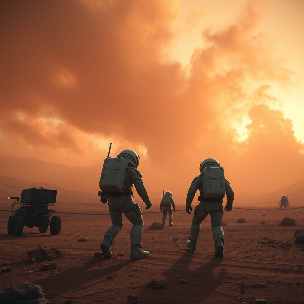 Astronauts on Mars Battle Intense Dust Storm in Unreal Engin...