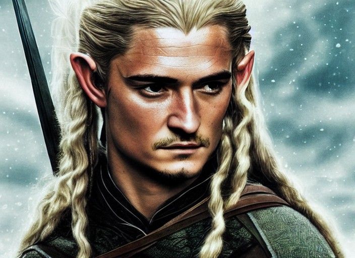 Hyperrealistic Legolas Portrait in Noir Style