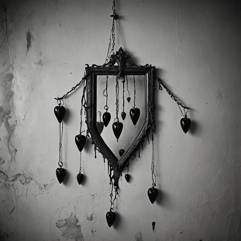 Gothic Black and White Hearts Portrait