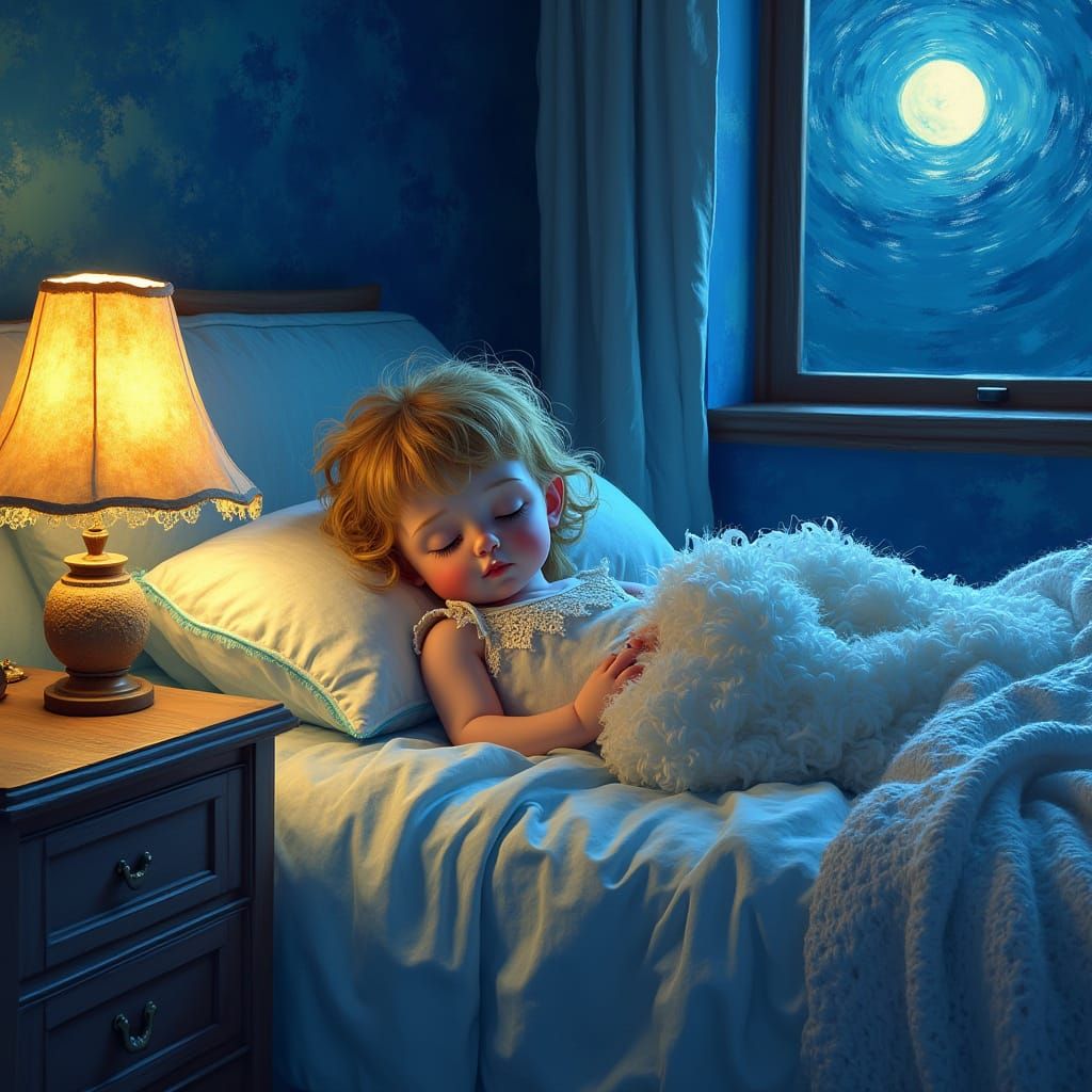 Whimsical Angel Slumbers in Dreamlike Paradise