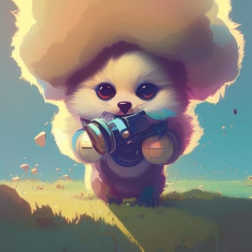 Adorable Chibi Portrait of a Fluffy Baby Animal